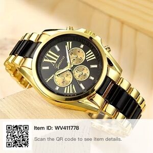 Luxurious Gold and Black Men's Watch